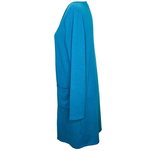 Nina Leonard Dolce Turquoise Blue Cardigan Grandmacore with Pockets Medium - Picture 4 of 8